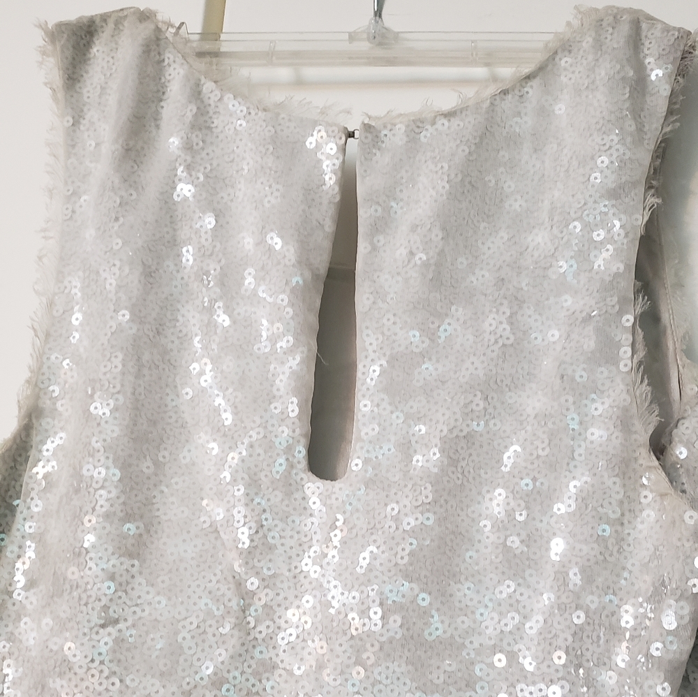 alice + olivia ivory white sequined ruffled dress - Picture 5 of 8